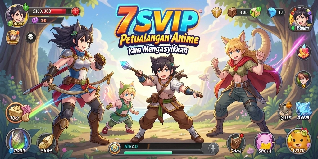 Screenshot dari gameplay seru 7SVIP dengan karakter Anime.