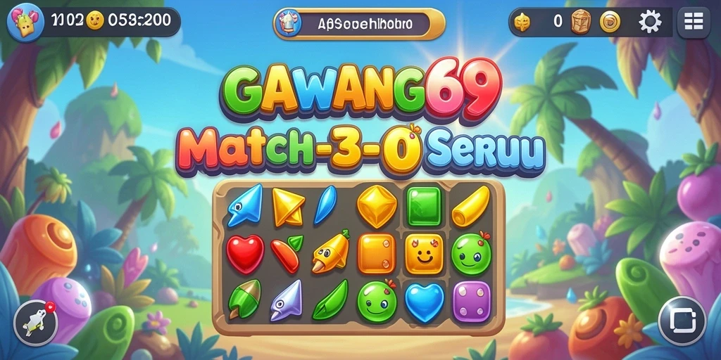 Screenshot gameplay GAWANG69 menampilkan kombinasi elemen Match-3 yang mengasyikkan.