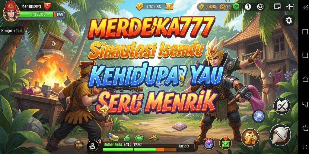 Screenshot gameplay MERDEKA777 yang menampilkan interaksi karakter dan lingkungan.