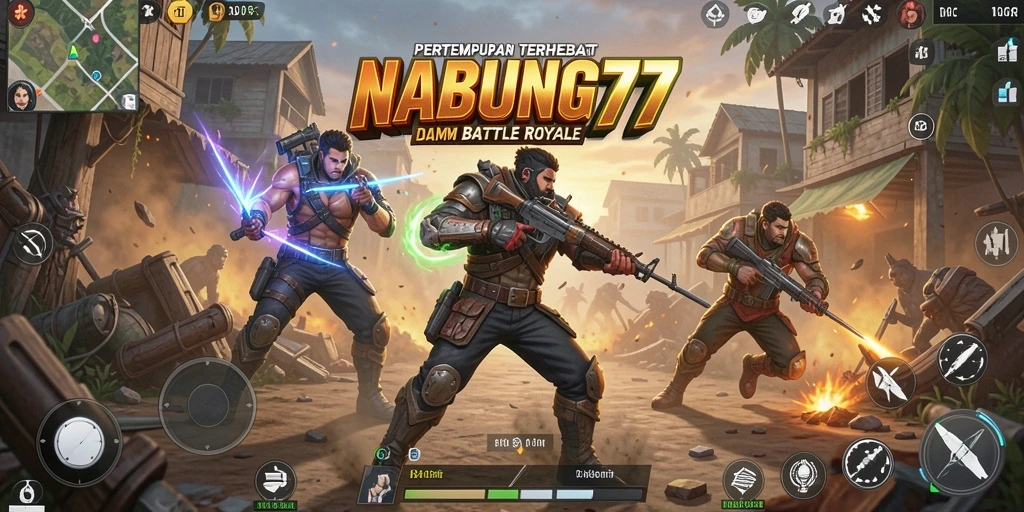 Tampilan gameplay seru di NABUNG77 saat pertempuran Battle Royale.