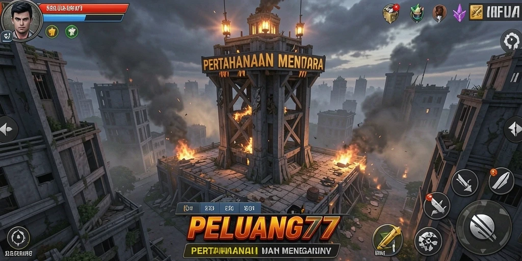 Tampilan strategis dalam gameplay Tower Defense PELUANG77.